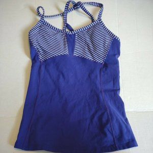 ATHLETA FULFILLMENT TANK TOP PURPLE STRIPED STRAPPY BACK WOMEN'S SIZE Small